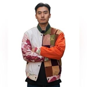 Mauvais Garçon Colorful Patchwork Bomber Jacket - Upcycled Size XL